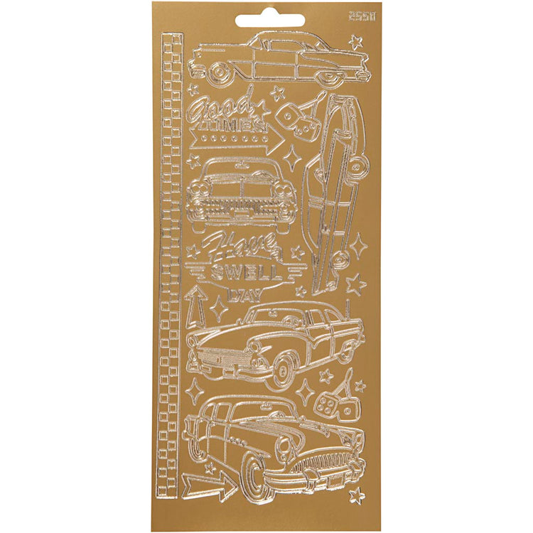 Creativ company autocollants, voitures, feuille 10x23 cm, or, 1 feuille