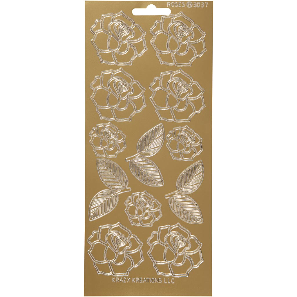 Creativ company autocollants, roses, feuille 10x23 cm, or, 1 feuille