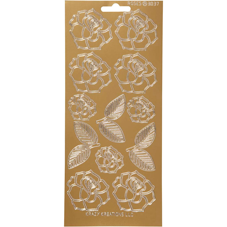 Creativ company autocollants, roses, feuille 10x23 cm, or, 1 feuille