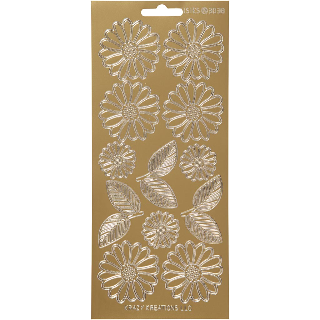 Autocollants Creativ company, marguerites, feuille 10x23 cm, or, 1 feuille