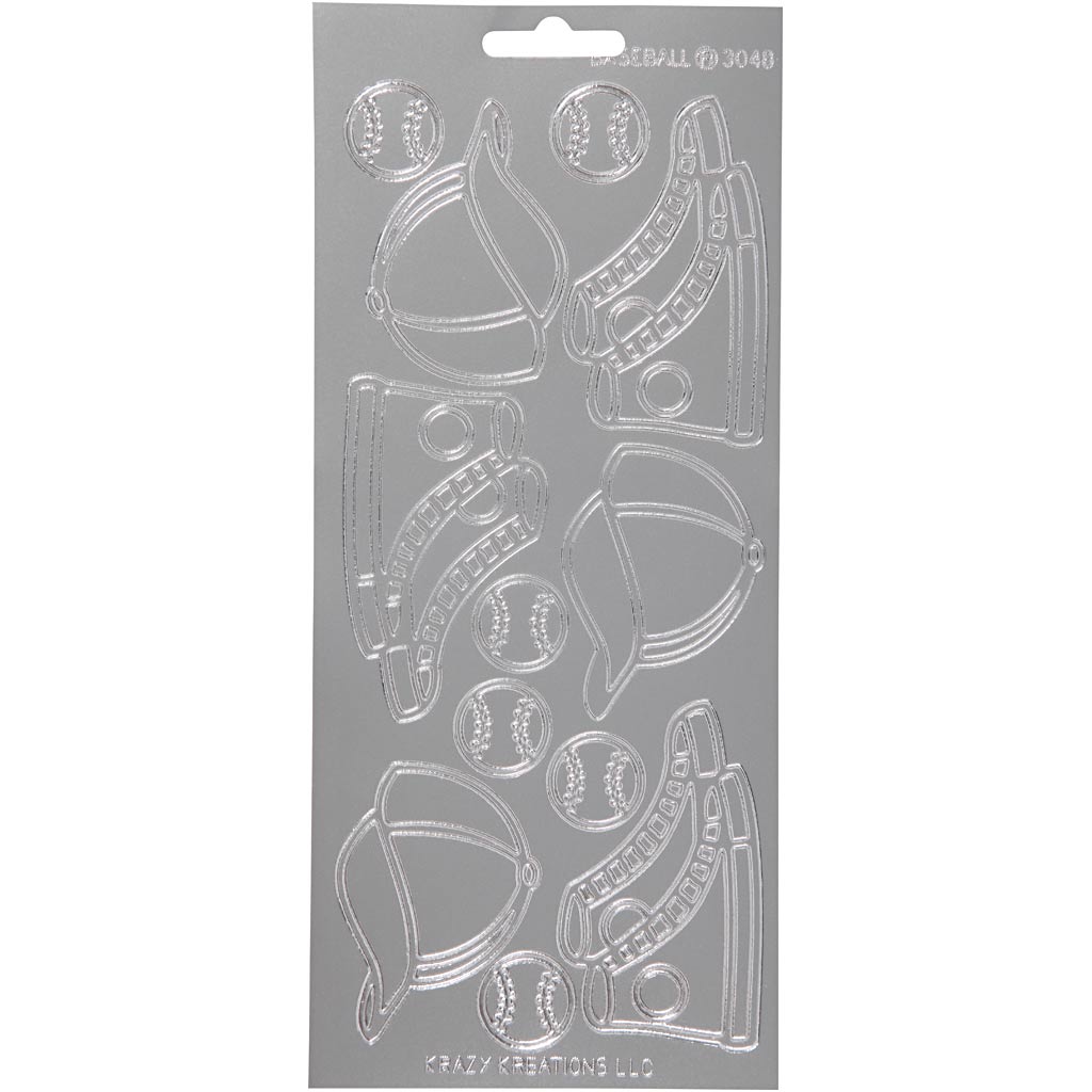 Autocollants Creativ company, sport, feuille 10x23 cm, argent, 1 feuille
