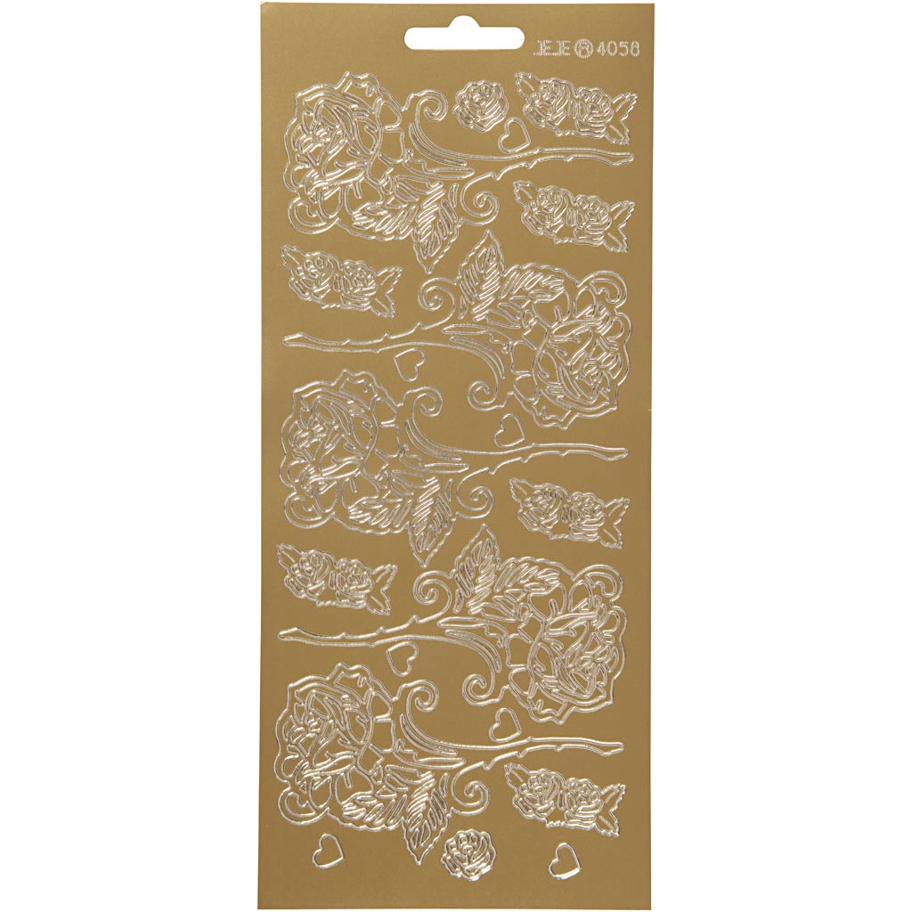 Creativ company autocollants, roses, feuille 10x23 cm, or, 1 feuille
