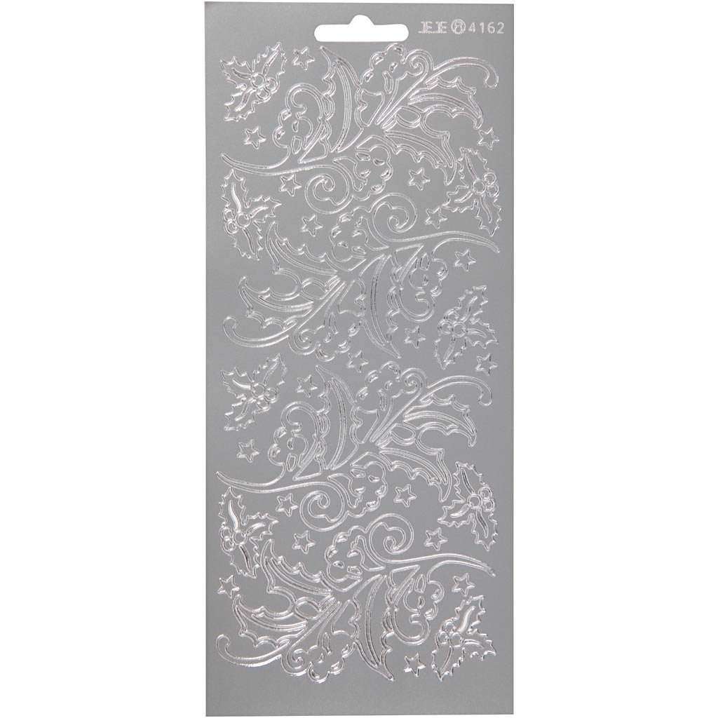 Autocollants Creativ company, houx, feuille 10x23 cm, argent, 1 feuille