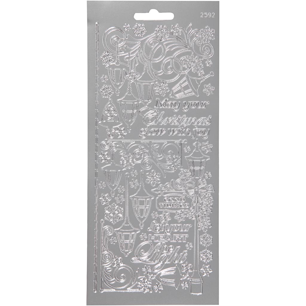 Creativ company autocollants, lanternes, feuille 10x23 cm, argent, 1 feuille