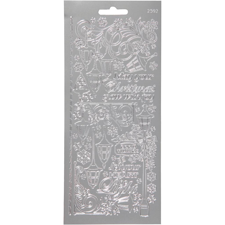 Creativ company autocollants, lanternes, feuille 10x23 cm, argent, 1 feuille