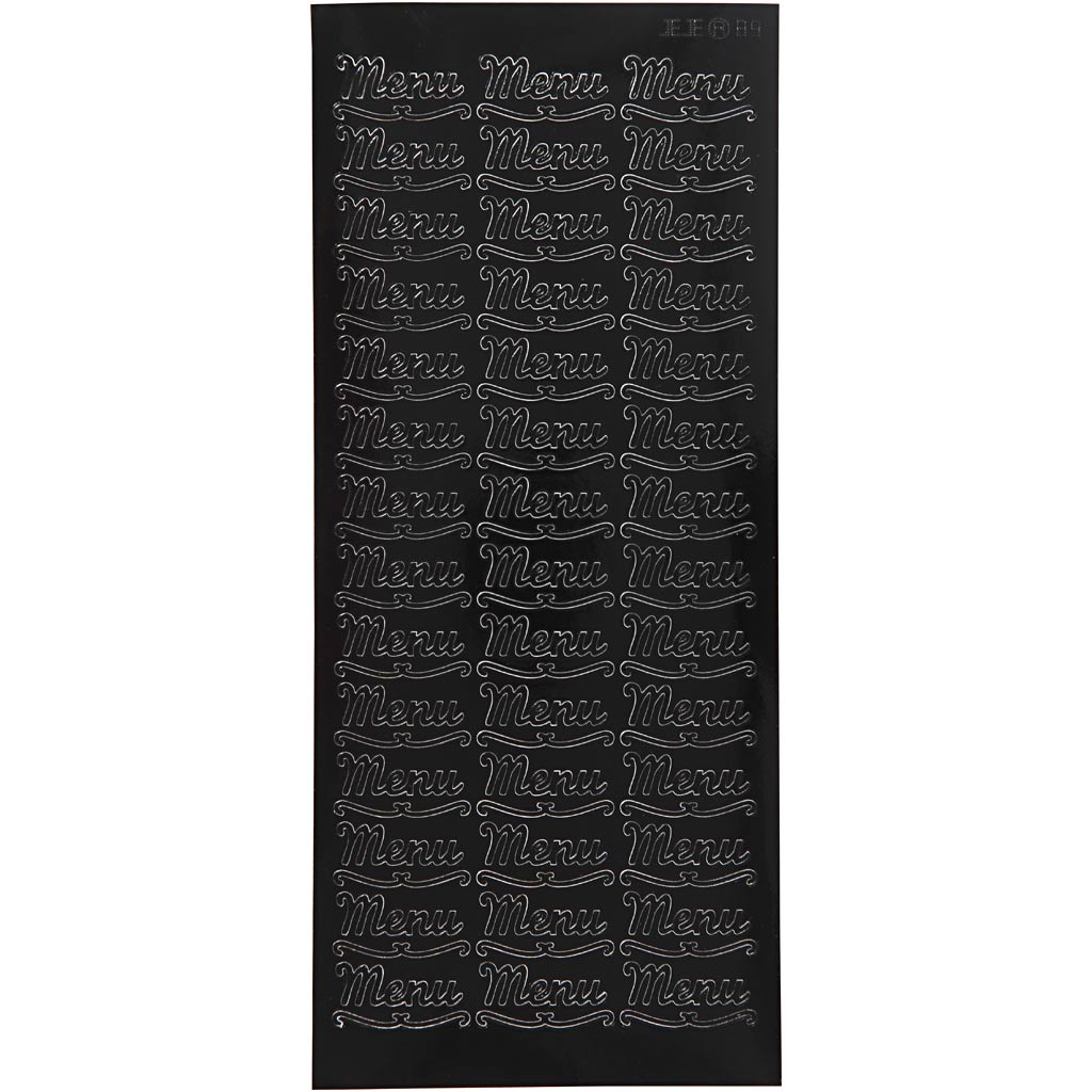 Autocollants Creativ company, menu, feuille 10x23 cm, noir, 1 feuille