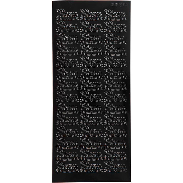 Autocollants Creativ company, menu, feuille 10x23 cm, noir, 1 feuille