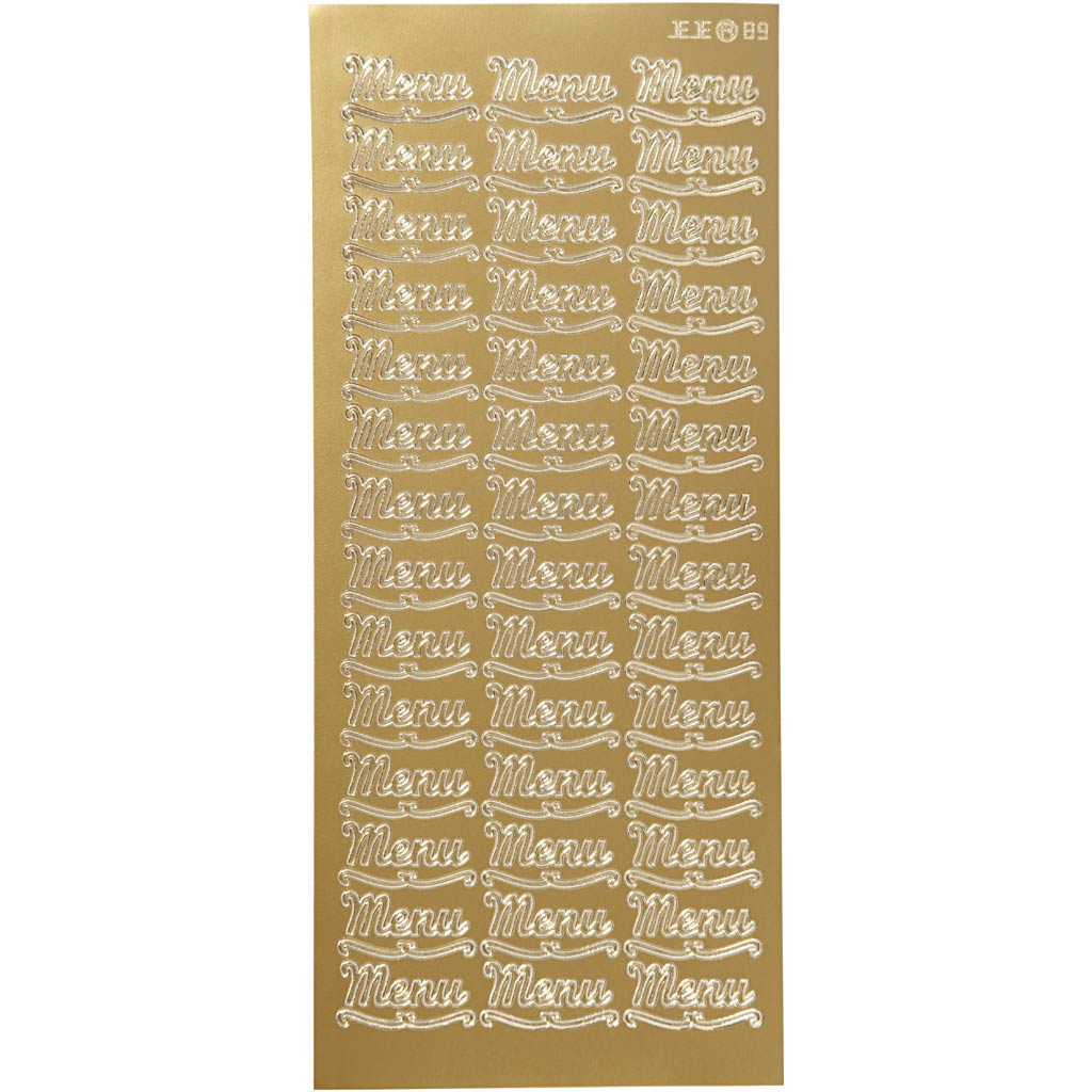 Autocollants Creativ company, menu, feuille 10x23 cm, or, 1 feuille