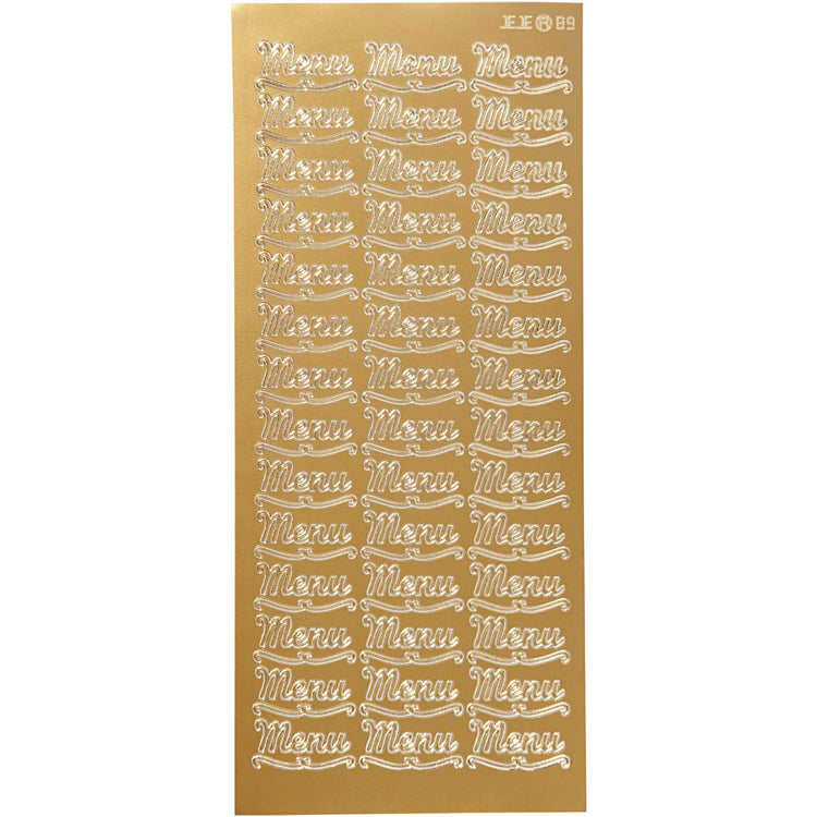 Autocollants Creativ company, menu, feuille 10x23 cm, or, 1 feuille