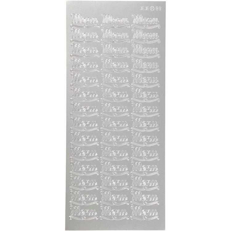 Autocollants Creativ company, menu, feuille 10x23 cm, argent, 1 feuille