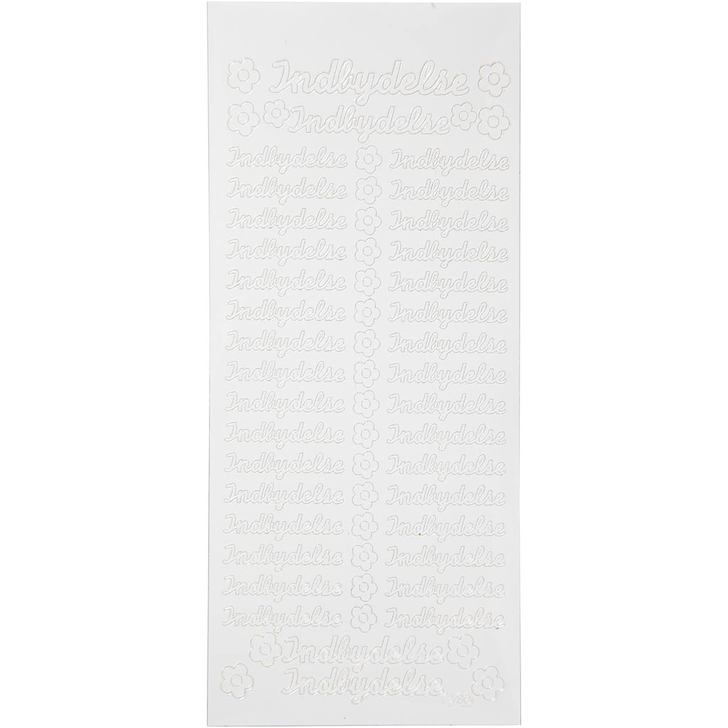 Autocollants Creativ company, indbydelse, feuille 10x23 cm, blanc, 1 feuille