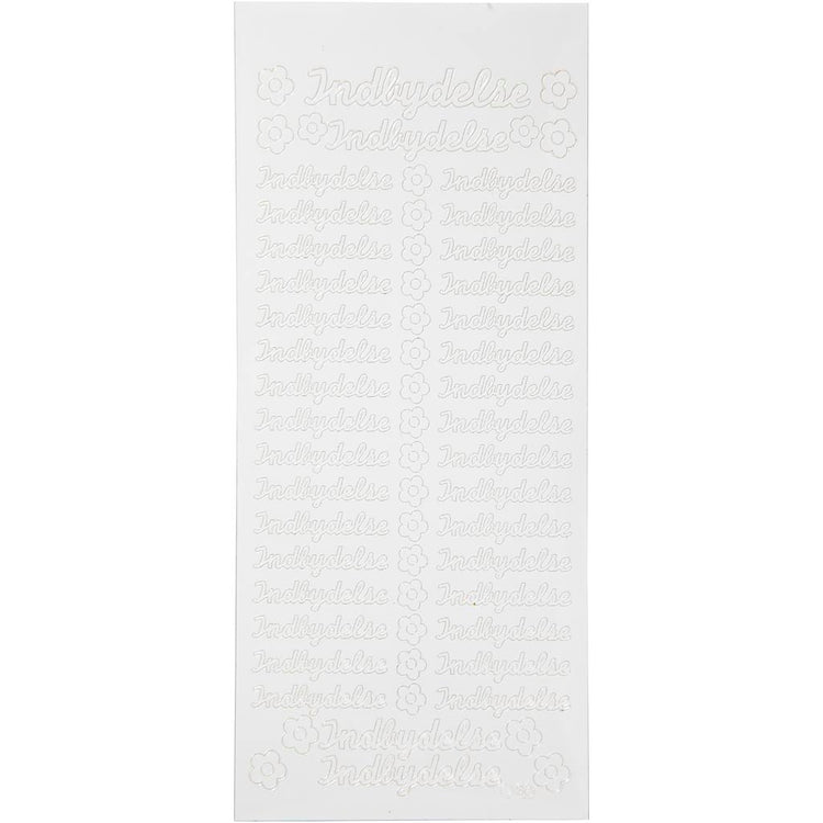 Autocollants Creativ company, indbydelse, feuille 10x23 cm, blanc, 1 feuille