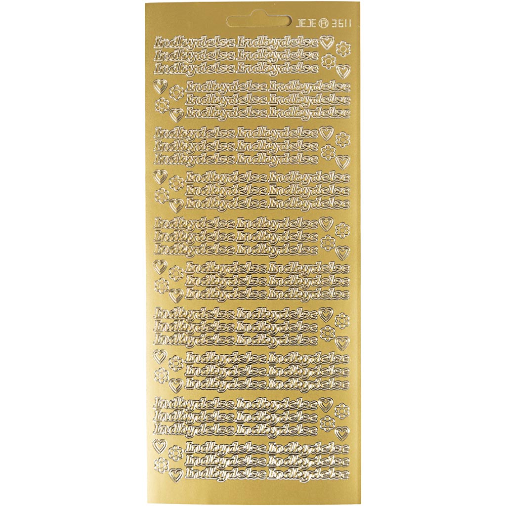 Autocollants Creativ Company, indbydelse, feuille 10x23 cm, or, 1 feuille