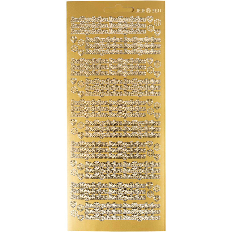 Autocollants Creativ Company, indbydelse, feuille 10x23 cm, or, 1 feuille