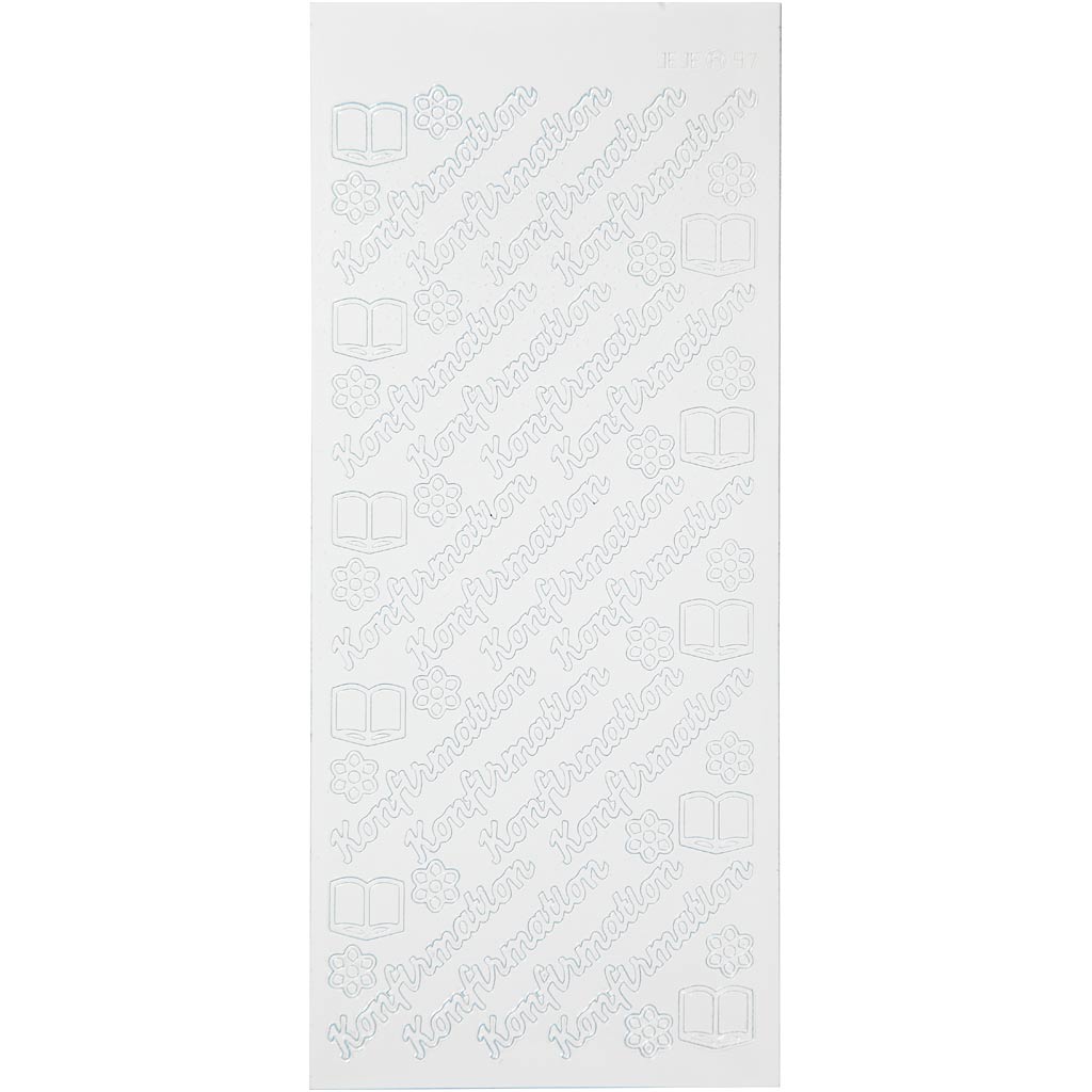 Autocollants Creativ company, confirmation, feuille 10x23 cm, blanc, 1 feuille