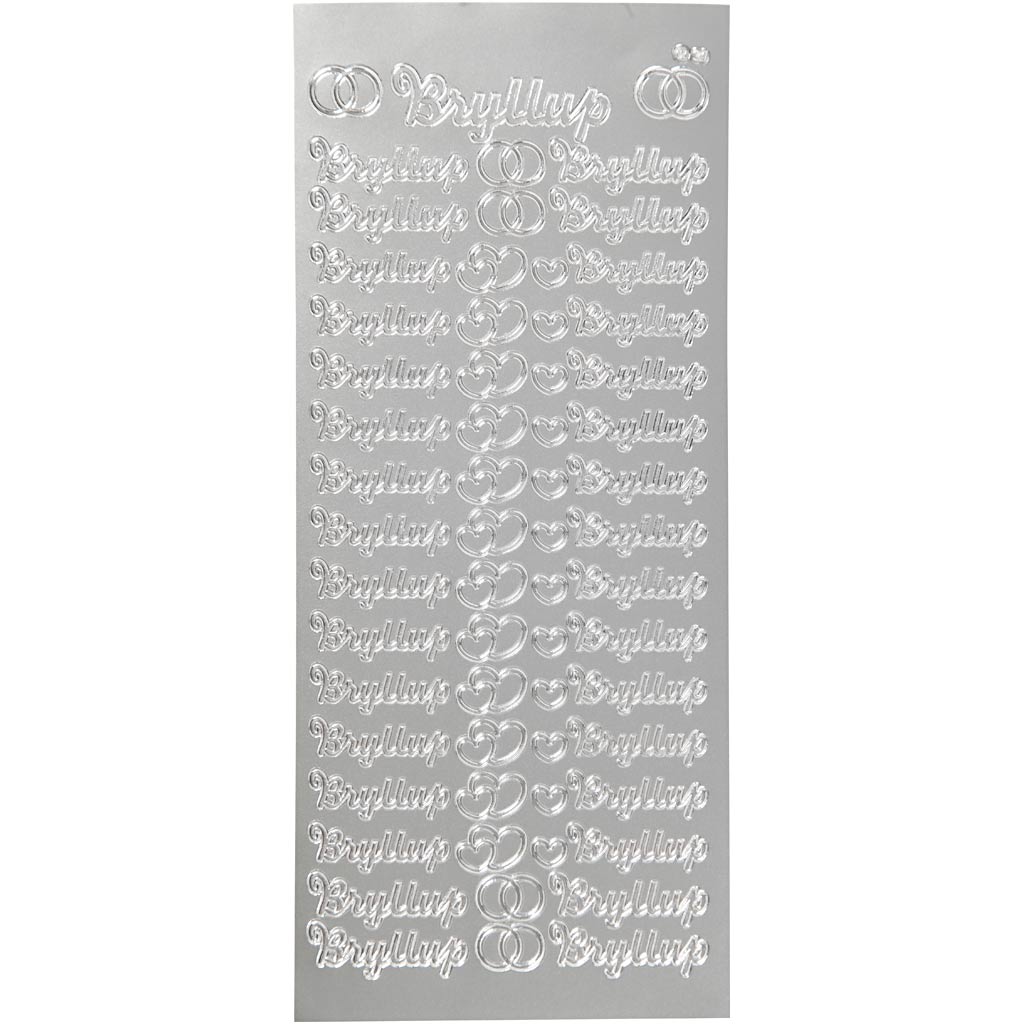 Autocollants Creativ company, bryllup, feuille 10x23 cm, argent, 1 feuille