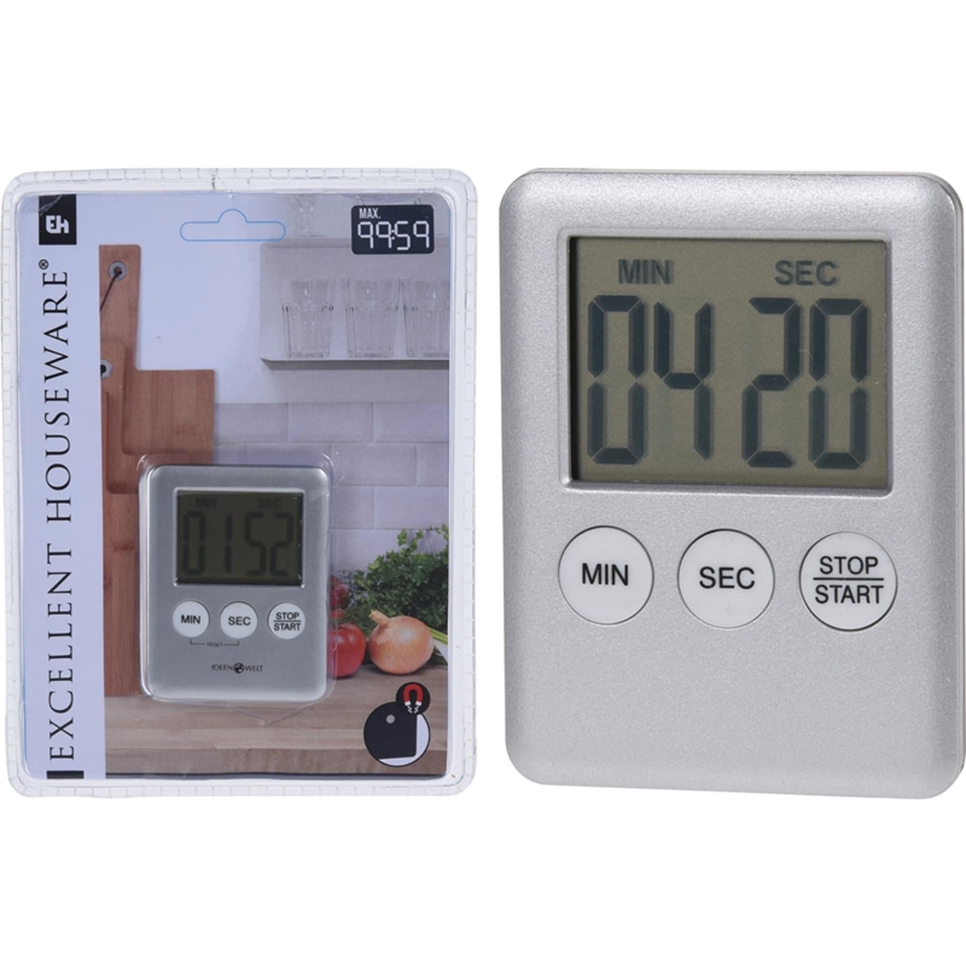 Excellente minuterie de cuisine, articles ménagers, 70x55x10mm, argent