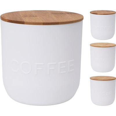 Excellent récipient de rangement en plastique pour articles ménagers avec couvercle en bambou
