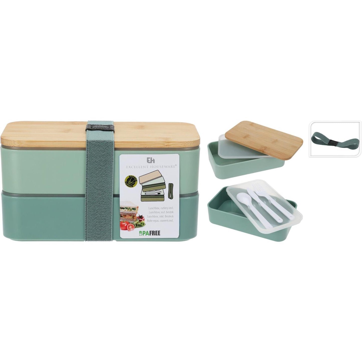 Excellente boîte à lunch en plastique pour articles ménagers avec couvercle en bambou