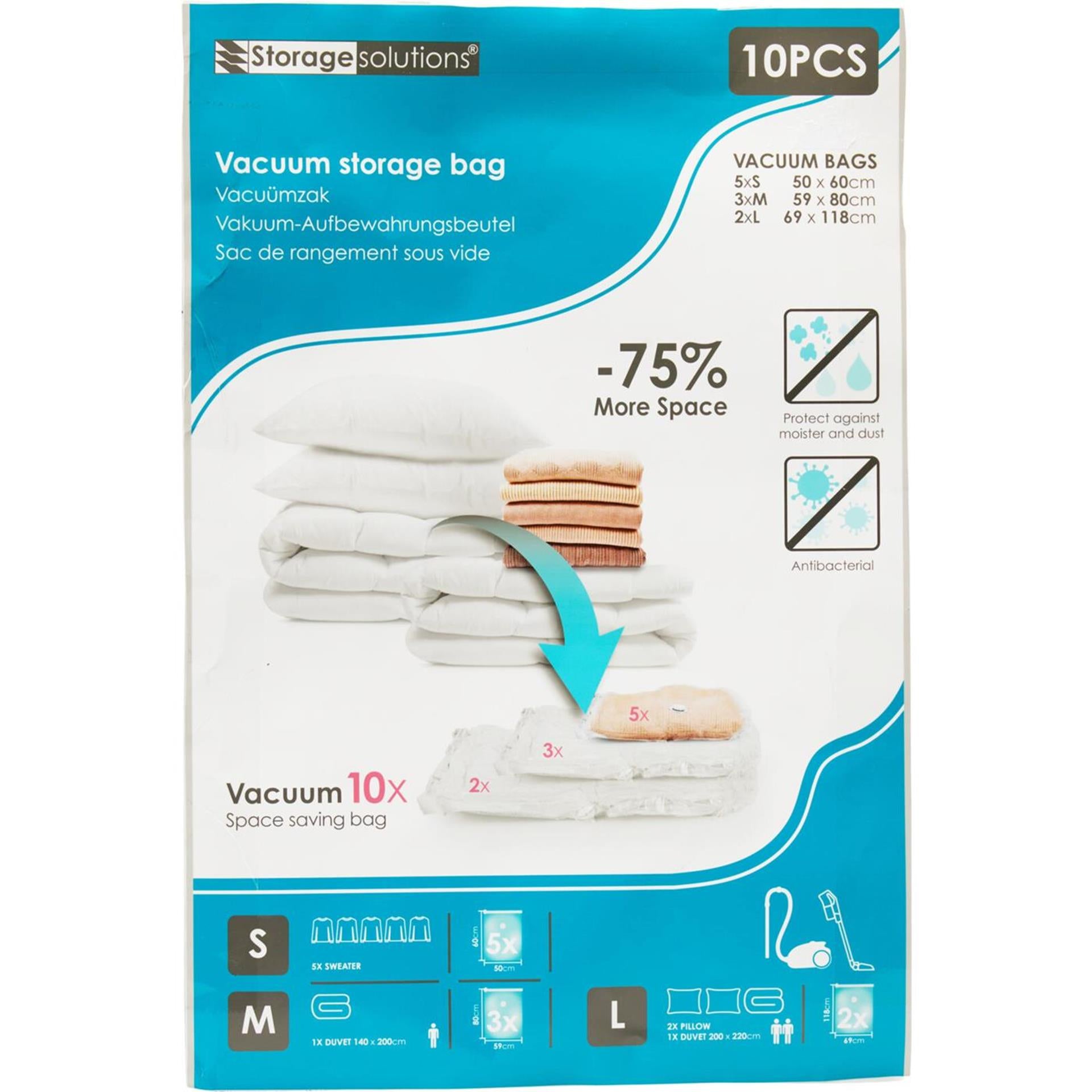 Solutions de stockage sac de stockage sous vide lot de 10 pièces, 3 tailles