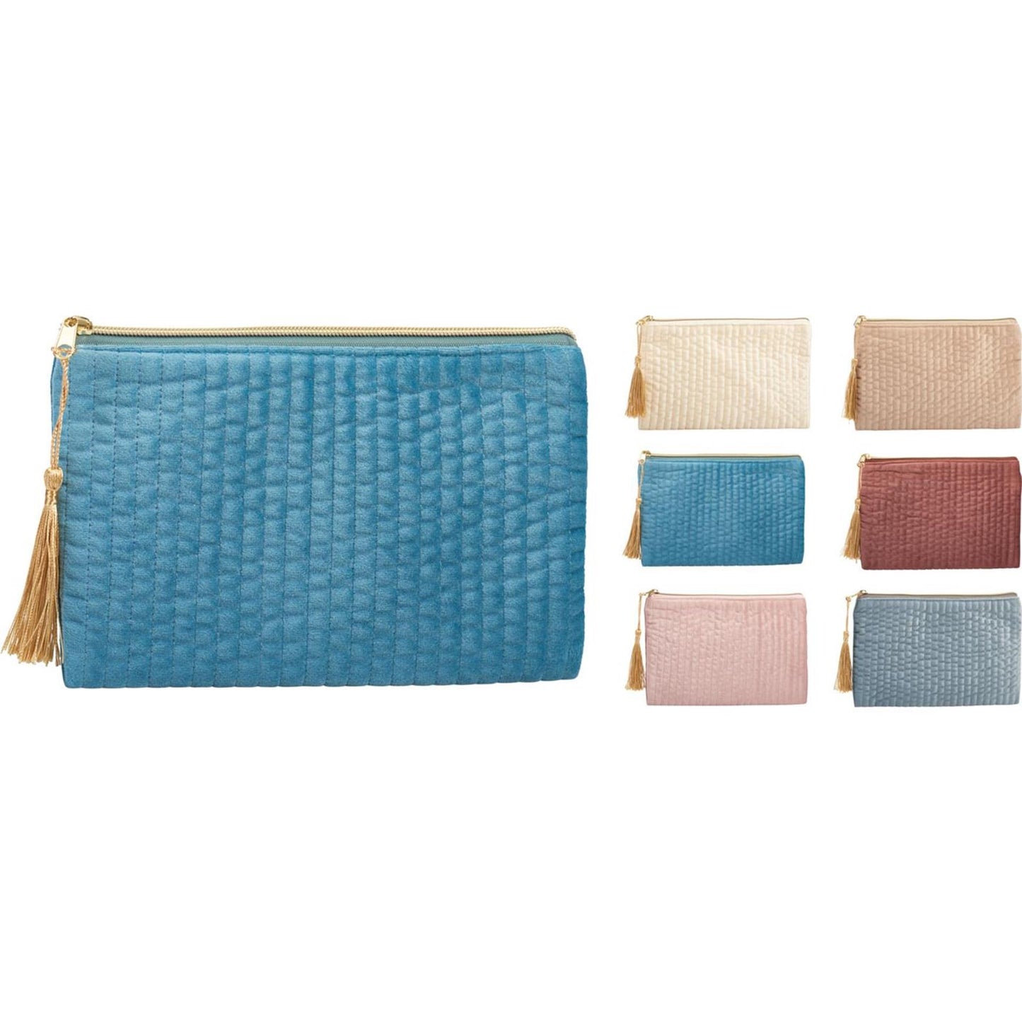 Trousse de toilette velours 24x14cm 6ass