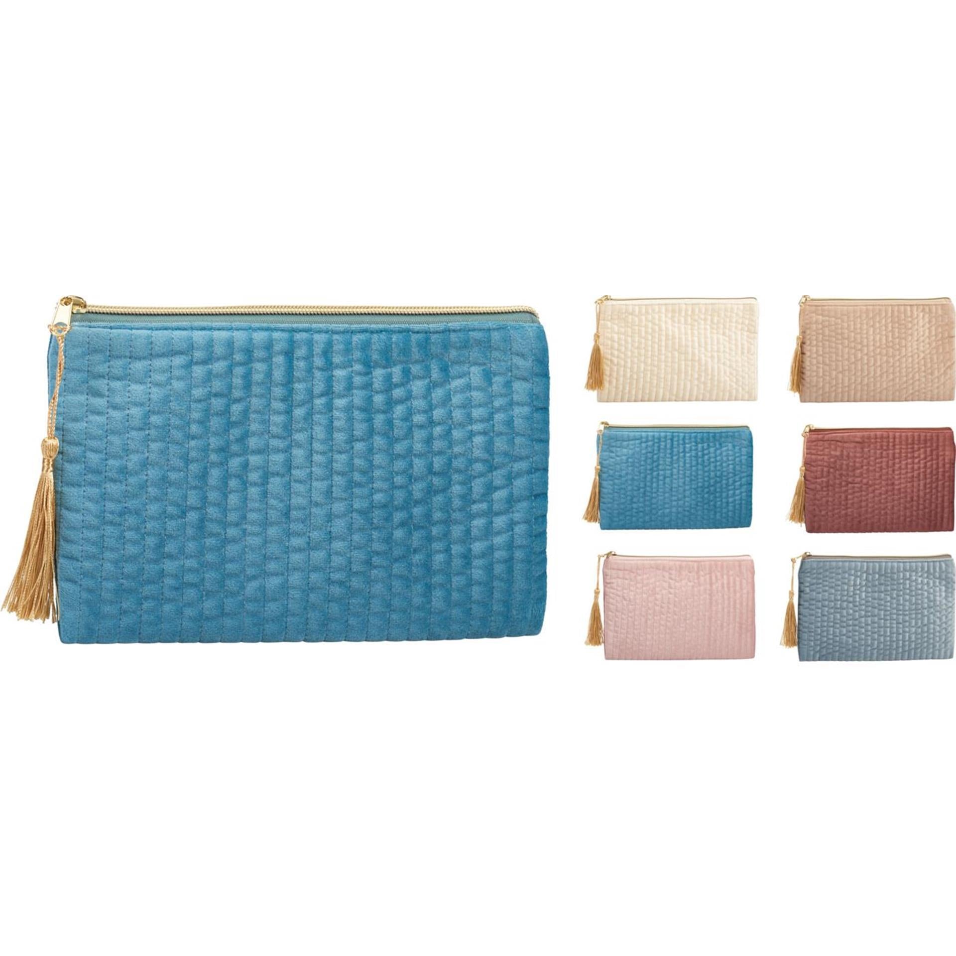 Trousse de toilette velours 24x14cm 6ass