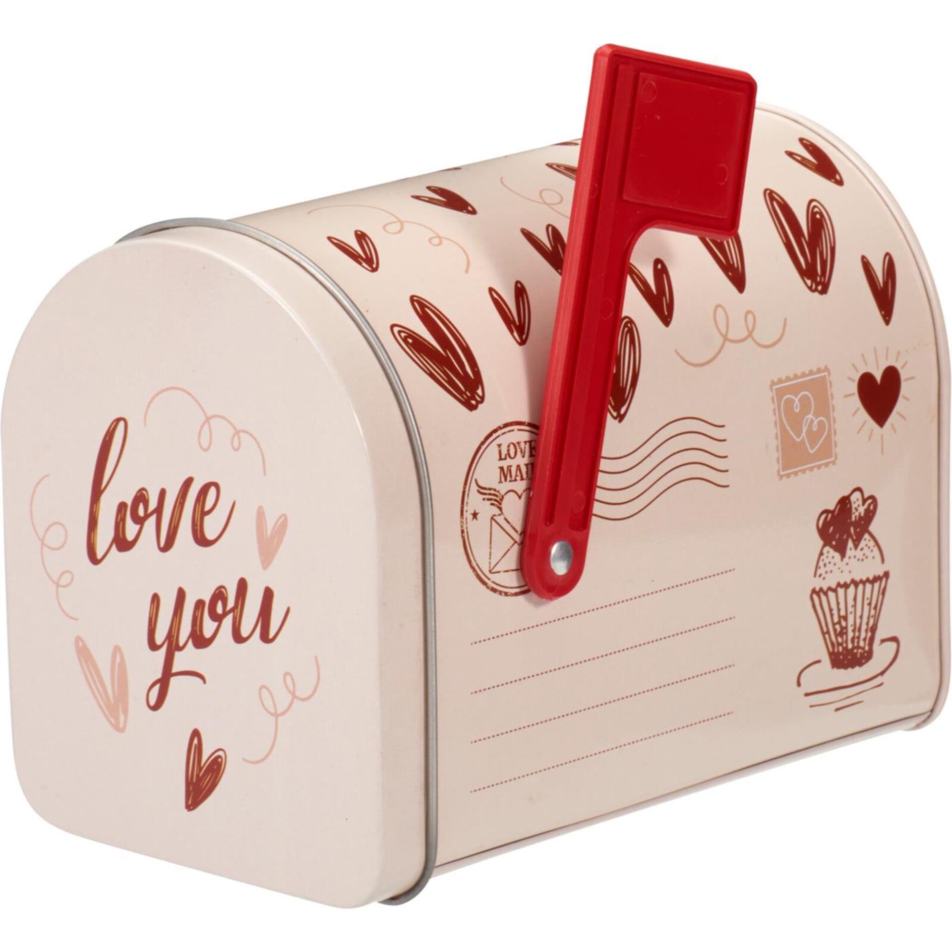 Boîte aux lettres en étain de rangement de style maison, Saint-Valentin
