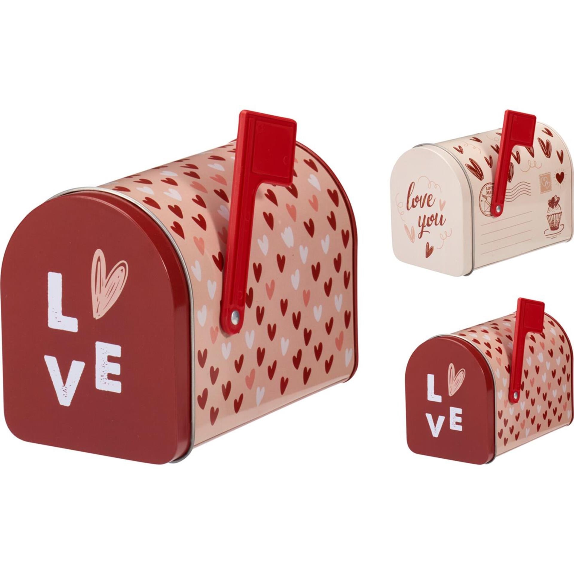 Boîte aux lettres en étain de rangement de style maison, Saint-Valentin