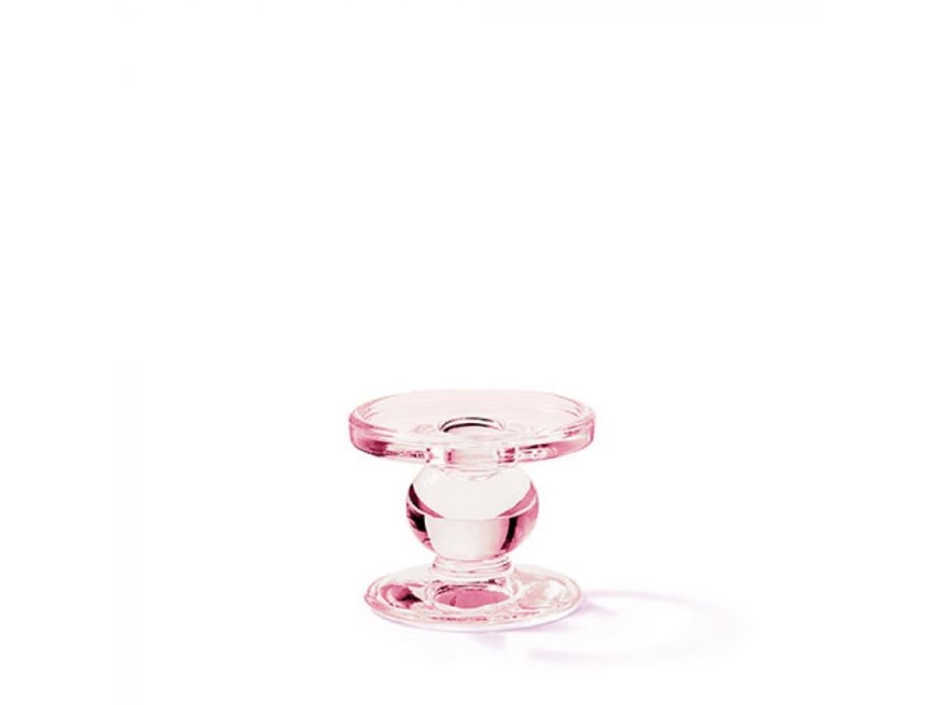 Bougeoir Ambiente verre rose ø9xh7cm
