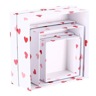 Ensemble papier de boîte cadeau de 3 rouge blanc