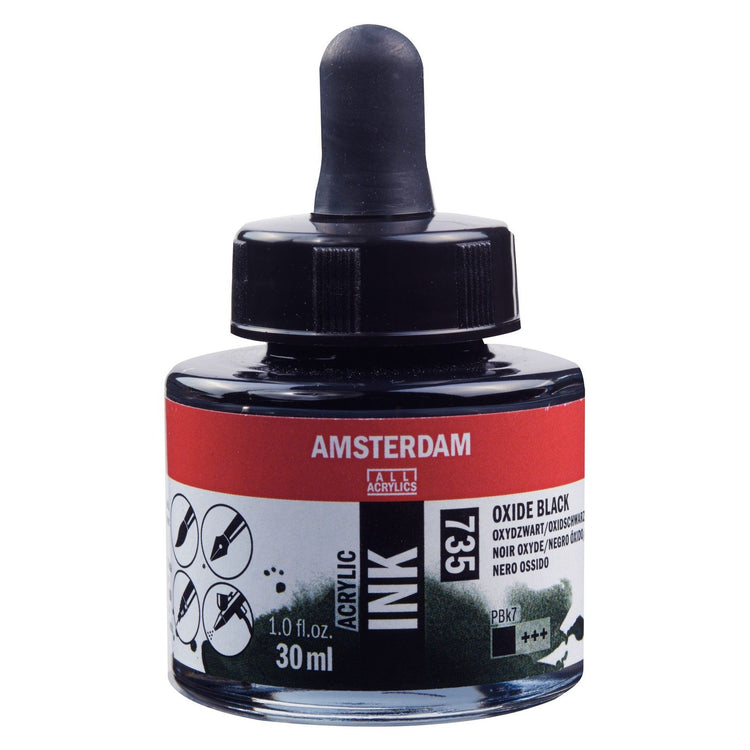 Amsterdam tous acryliques amsterdam • bouteille d'encre acrylique 30 ml oxydblack 735