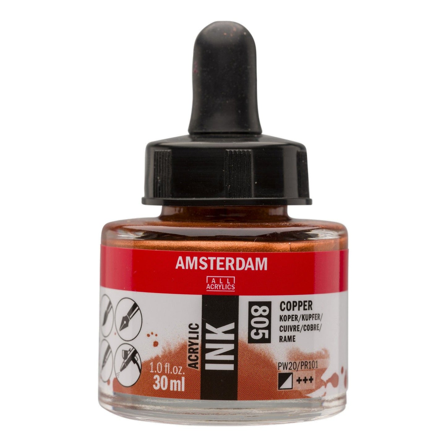 Amsterdam tous acryliques amsterdam • bouteille d'encre acrylique 30 ml cuivre 805