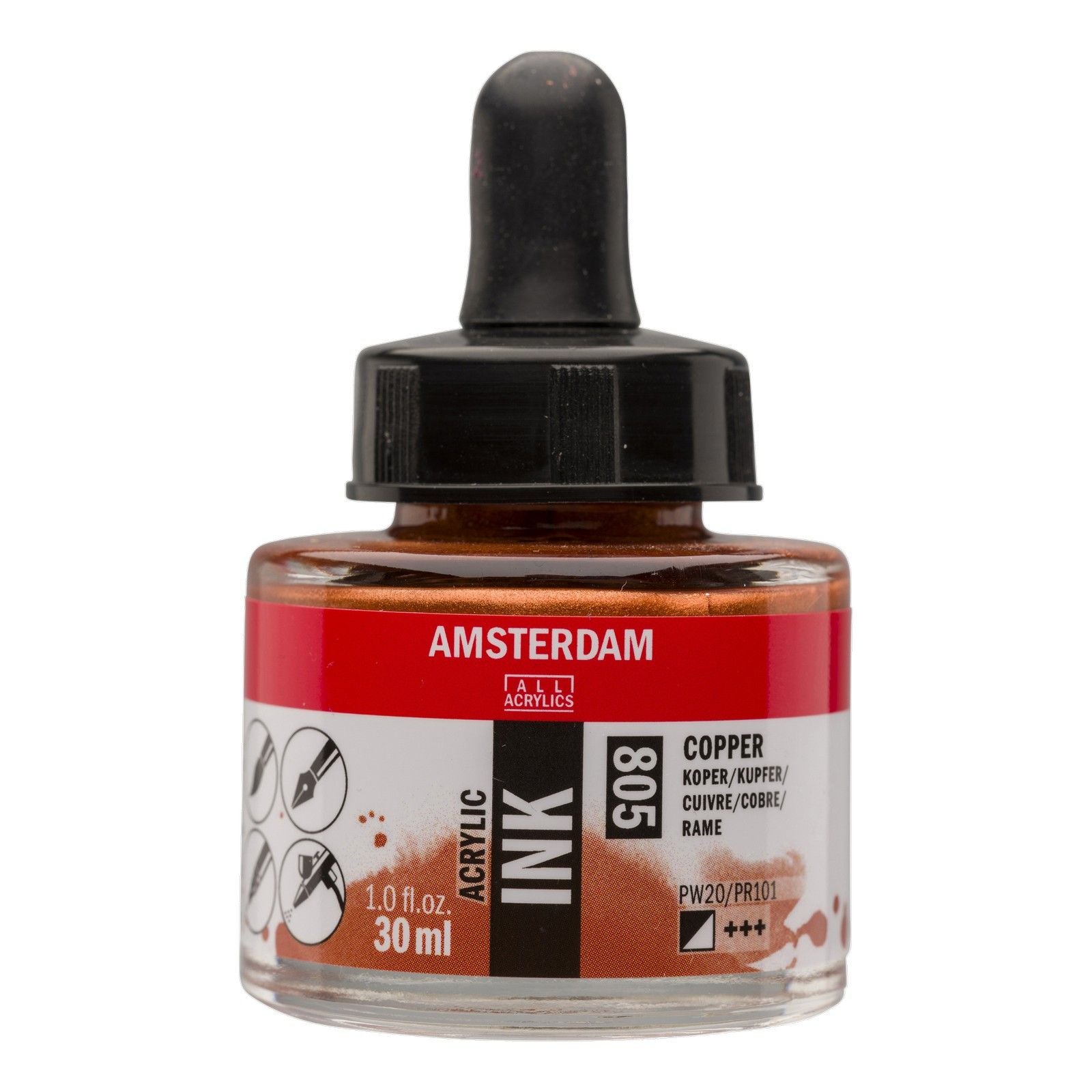 Amsterdam tous acryliques amsterdam • bouteille d'encre acrylique 30 ml cuivre 805