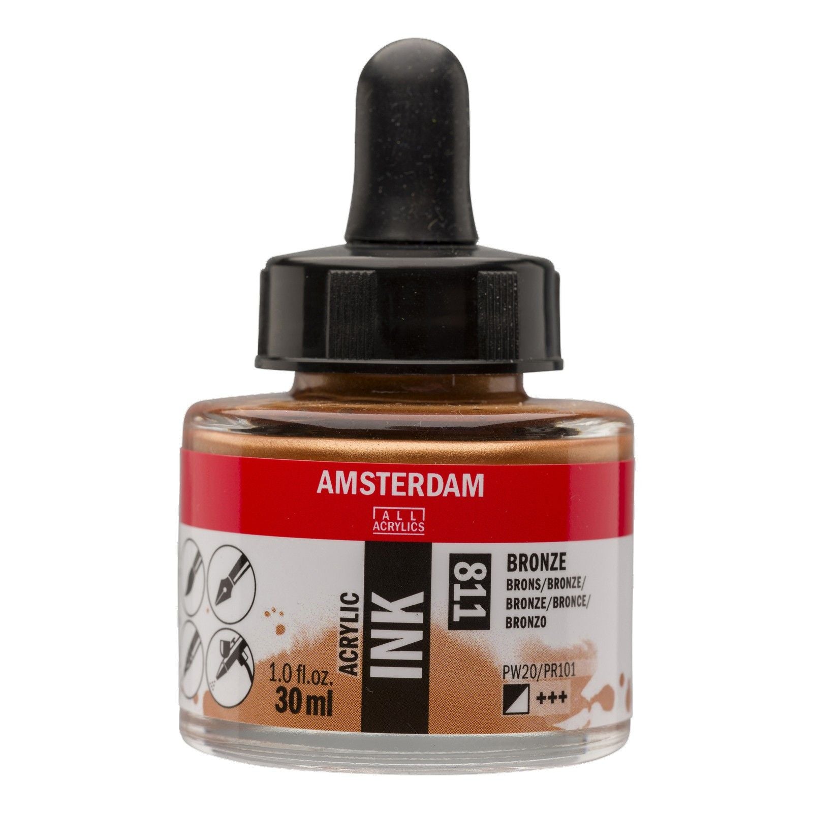 Amsterdam toutes acryliques amsterdam • bouteille d'encre acrylique 30 ml bronze 811
