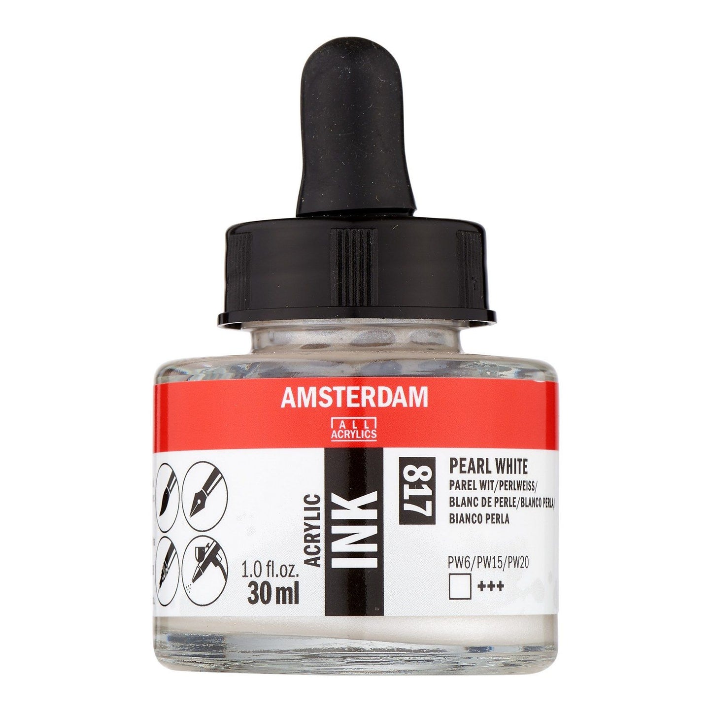 Amsterdam tous acryliques amsterdam • bouteille d'encre acrylique blanc nacré 30ml