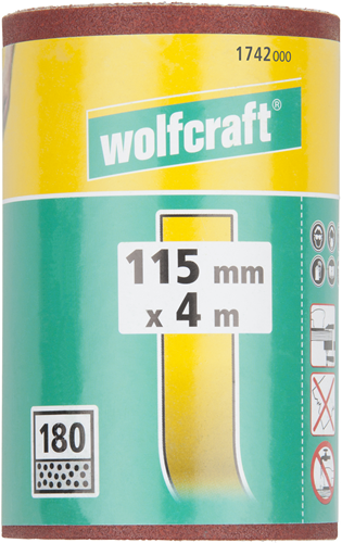 Rouleau de papier de verre adhésif Wolfcraft | k180 | 4 mx 115 mm | 1 pièce - 1742000