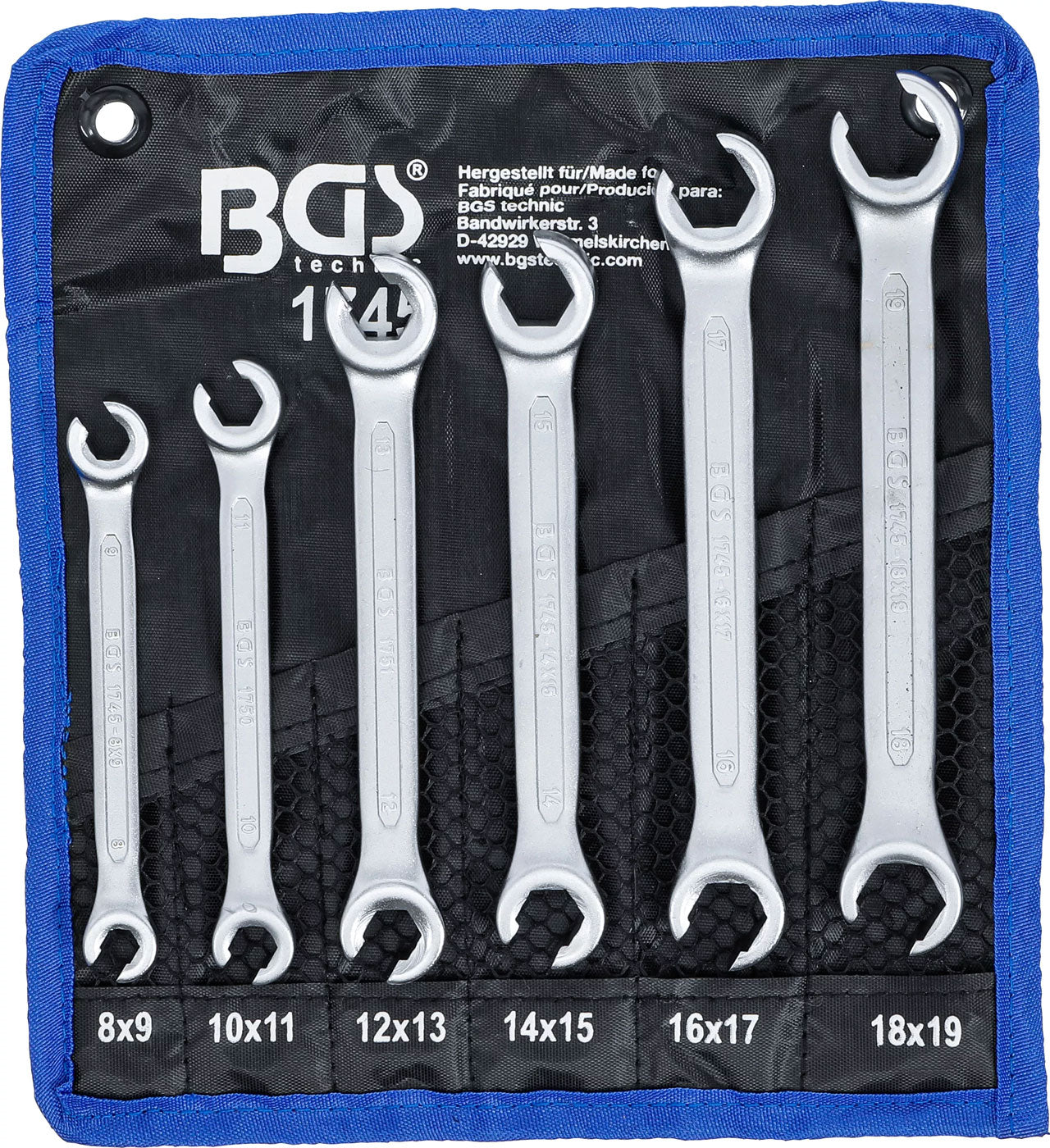 Bgs technic jeu de clés à double anneau ouvertes sw 8 x 9 - 18 x 19 mm 6 pcs.