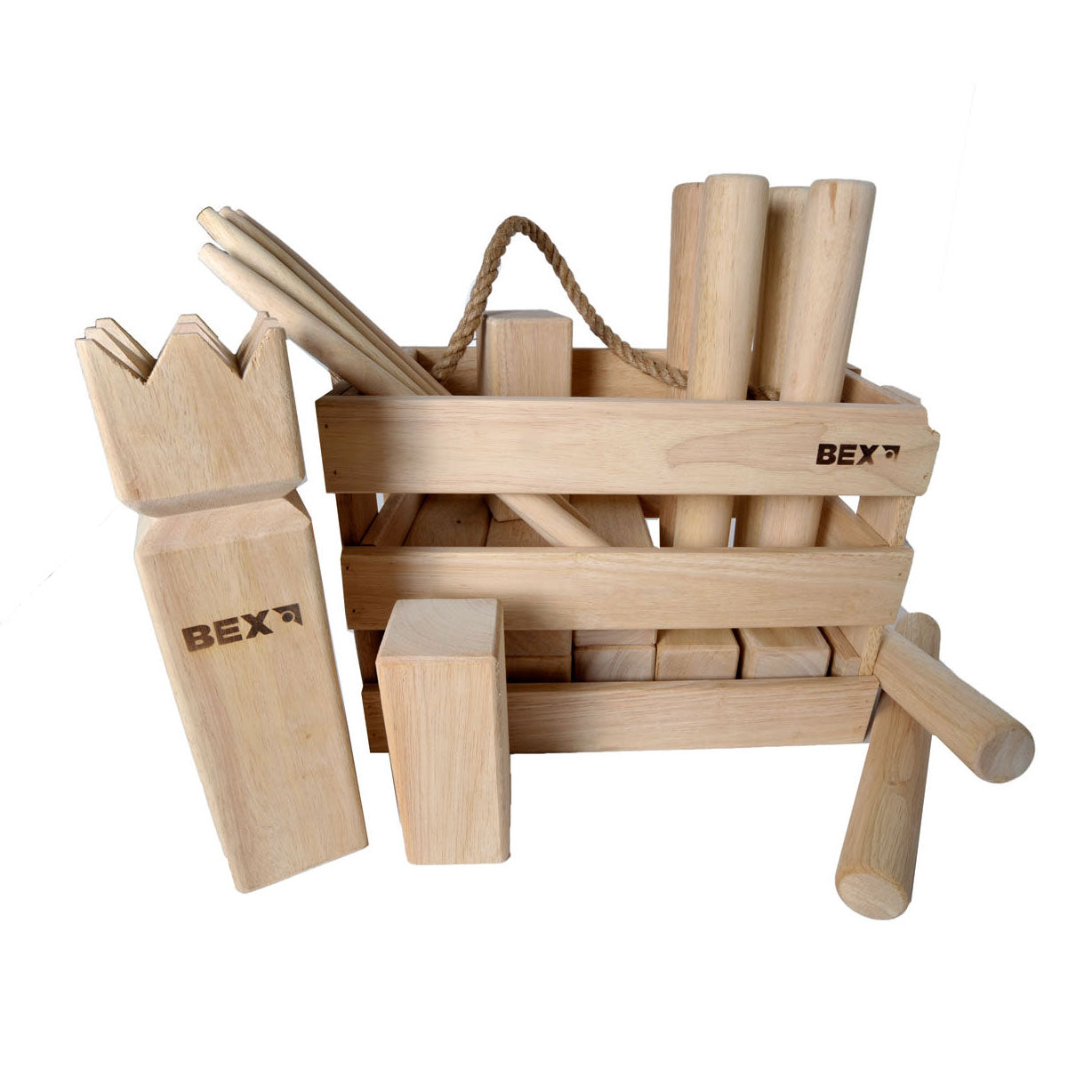 Kubb dans la boîte en bois