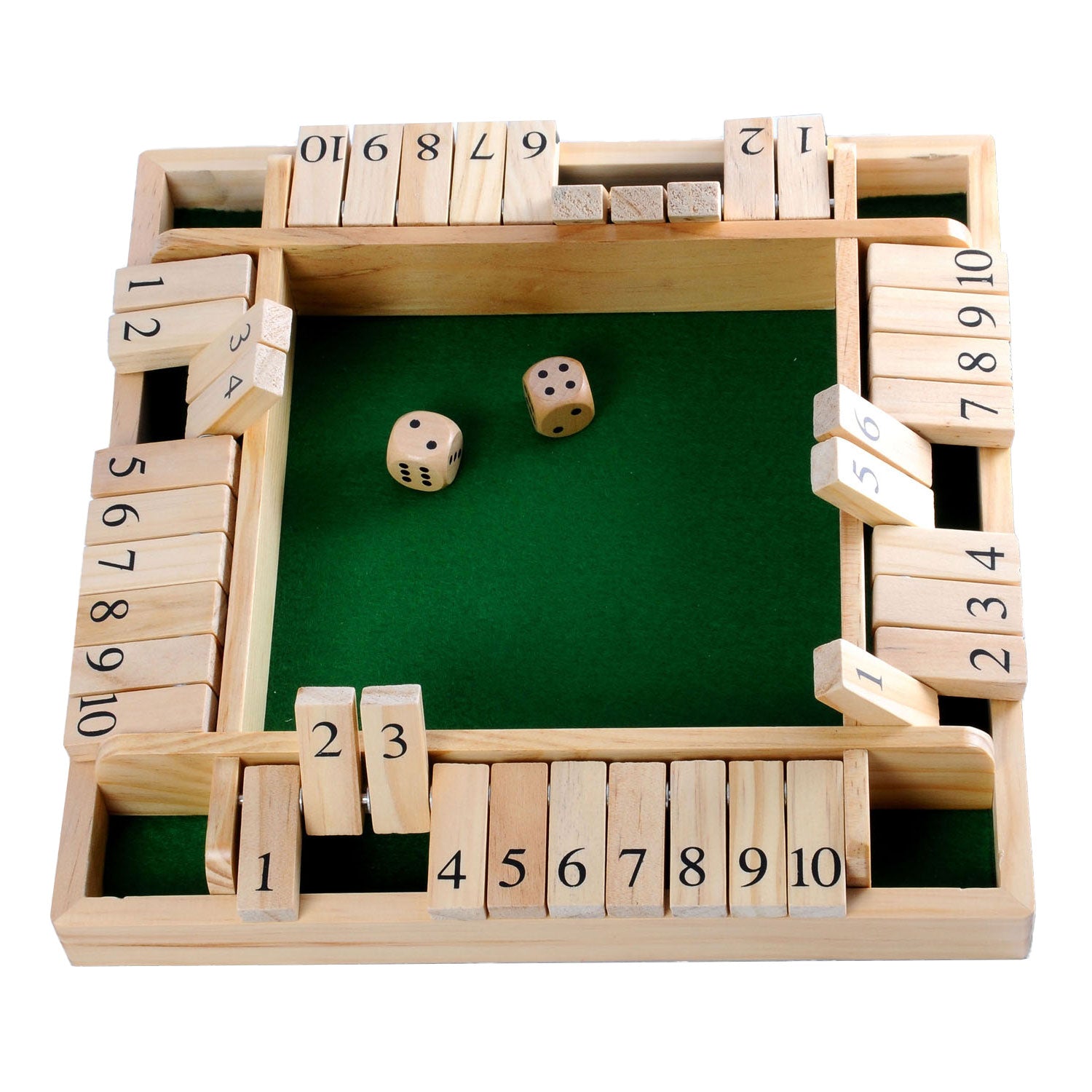 Fermez la boîte Houten Dice Game, 4 joueurs