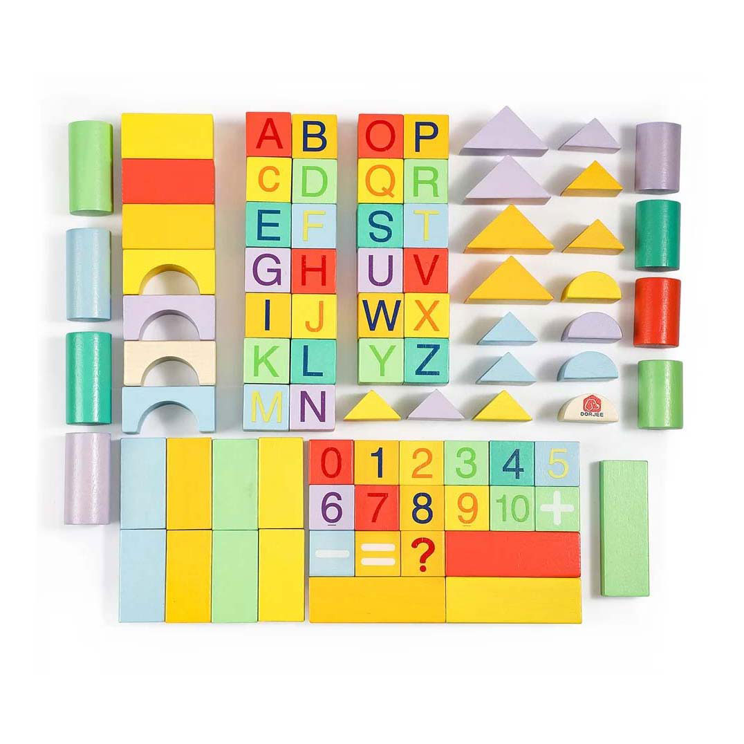 Blocs de construction en bois couleur, 84 pcs.