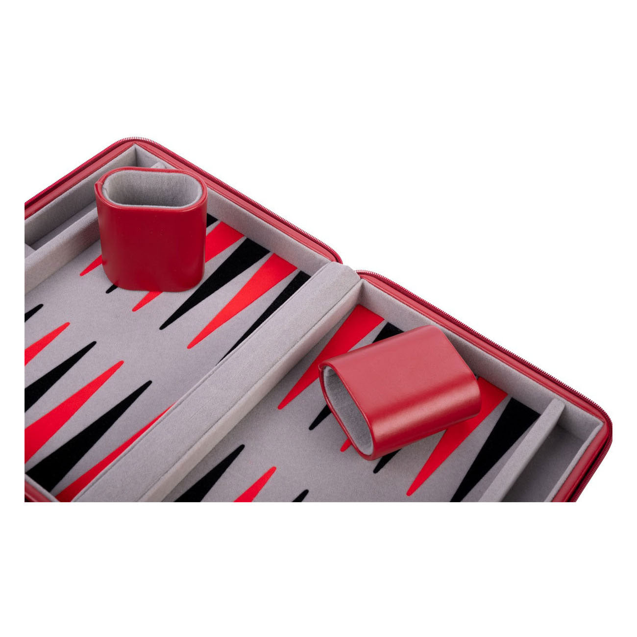 Jeu de voyage Backgammon avec fermeture éclair - rouge