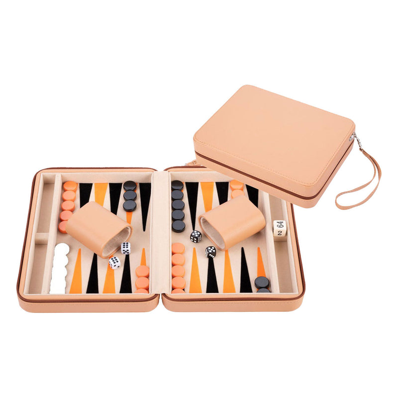 Jeu de voyage de backgammon Engelhart avec fermeture éclair - beige