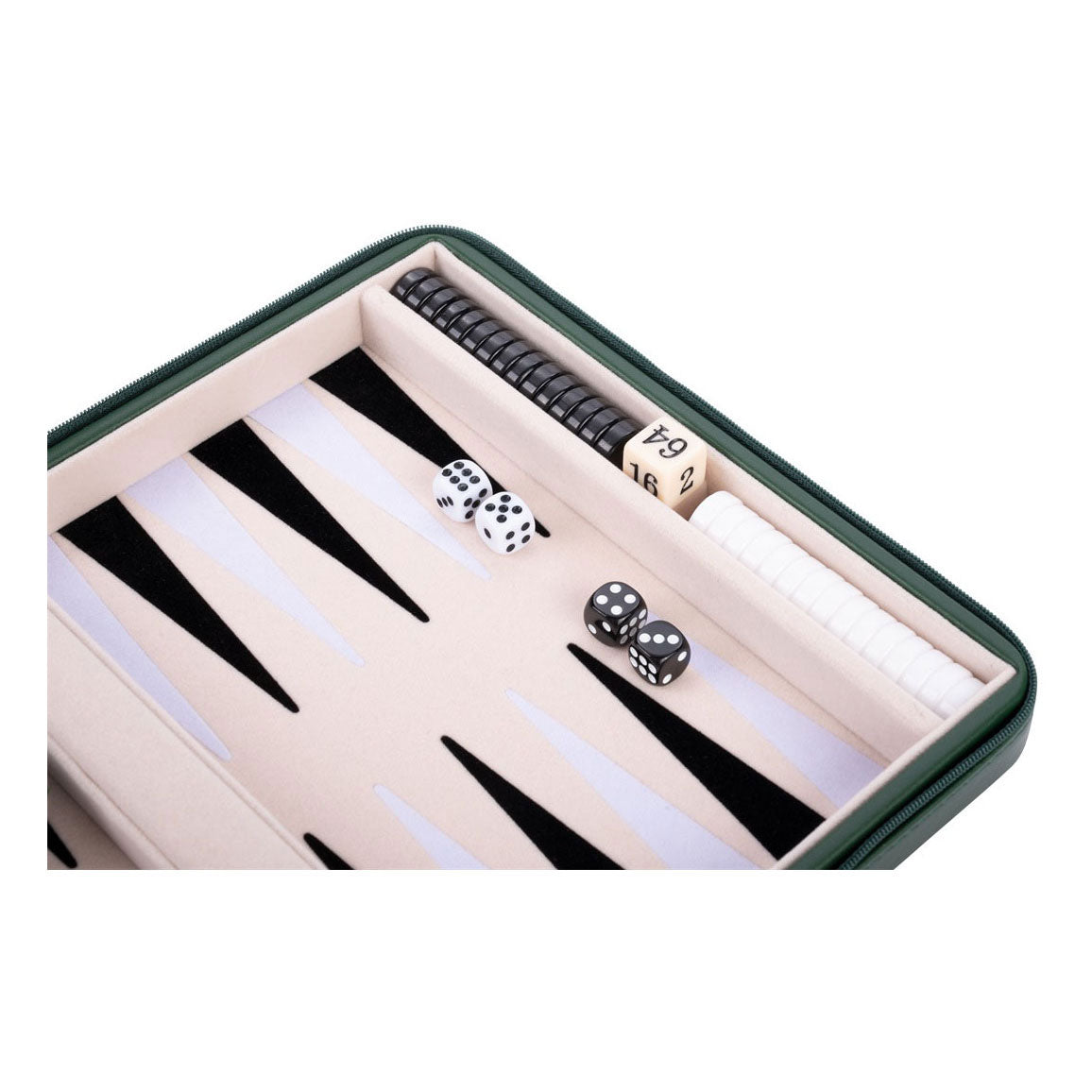 Jeu de voyage Backgammon avec fermeture éclair - vert