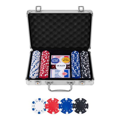 Set de poker dans un coffret en argent - 200 jetons