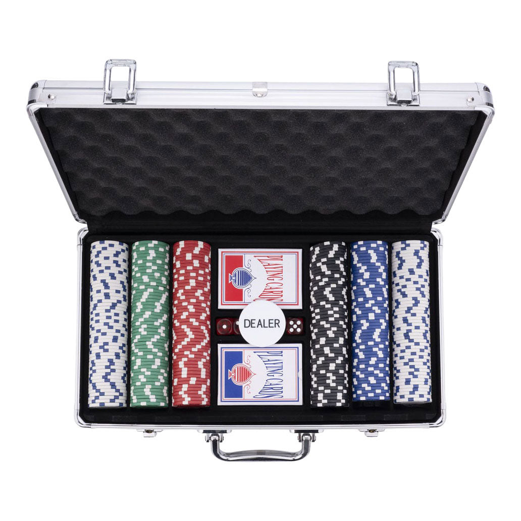 Set de poker dans un coffret en argent - 300 jetons