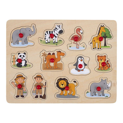 Puzzle de goujons de zoo - 12 pcs.