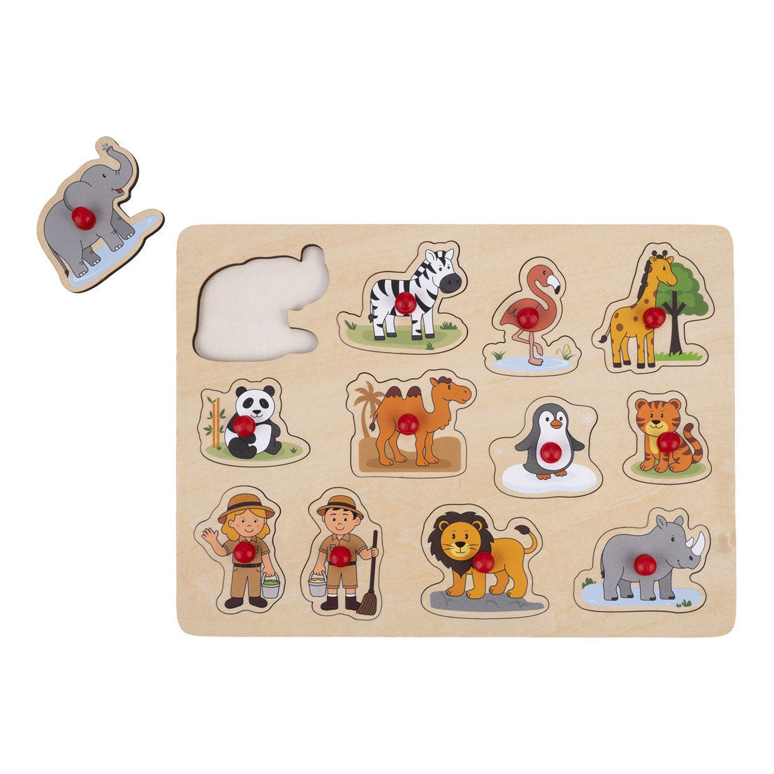 Puzzle de goujons de zoo - 12 pcs.