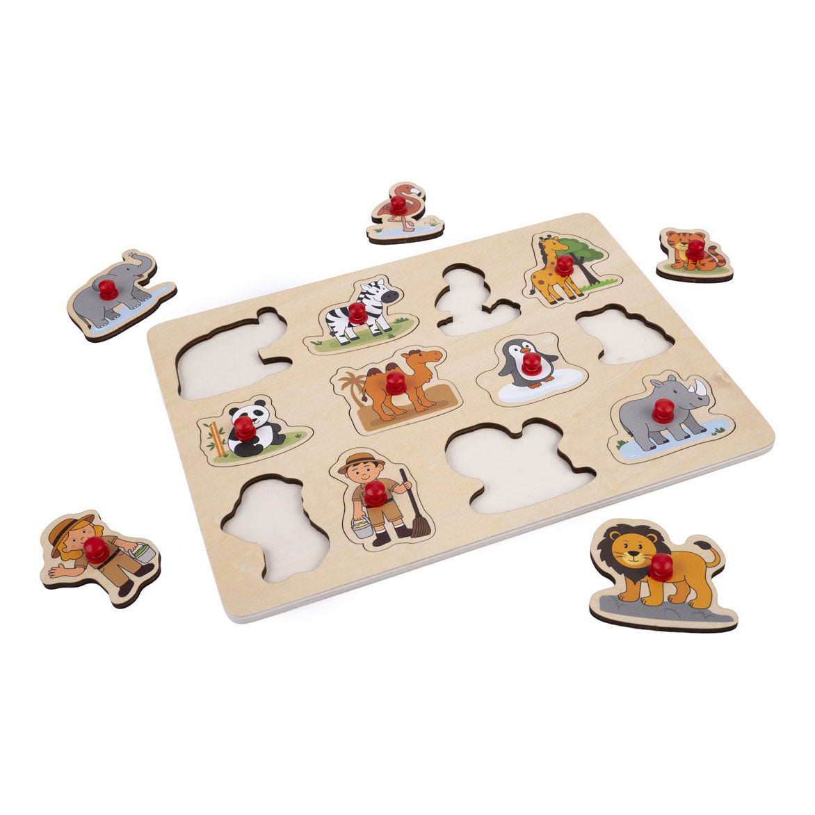 Puzzle de goujons de zoo - 12 pcs.