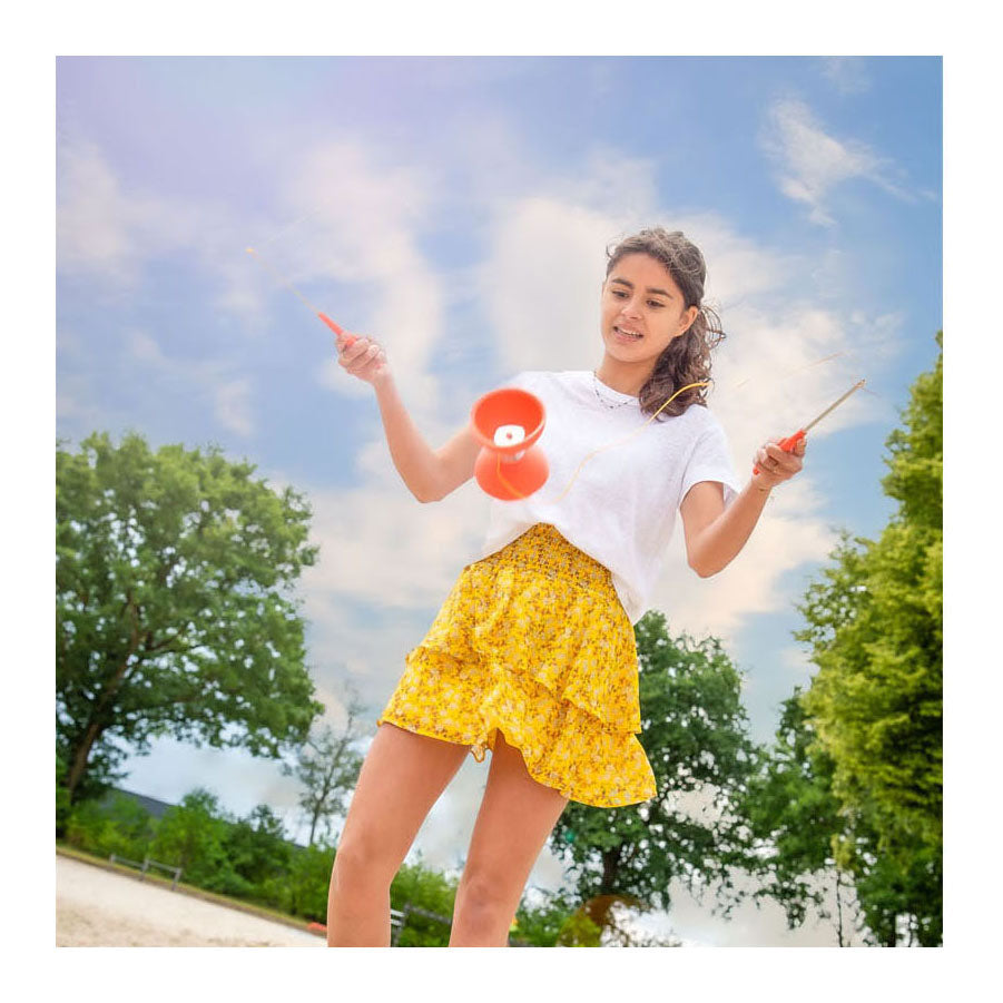 Diabolo Engelhart en caoutchouc avec bâtons en aluminium rouge