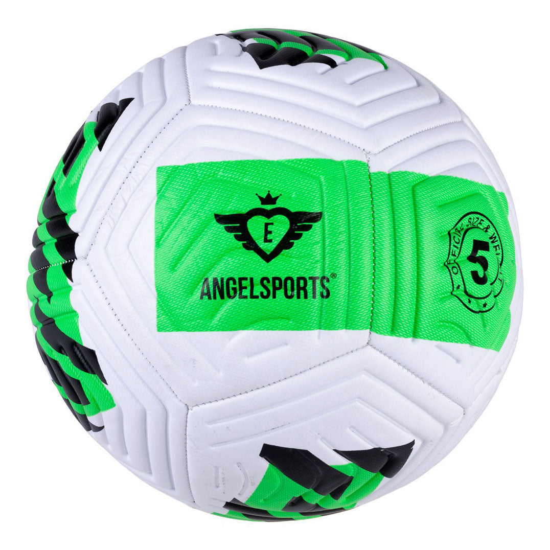 Ballon de football Engelhart blanc vert noir taille 5 – 400 grammes – ballon pour l'extérieur, l'entraînement et les loisirs